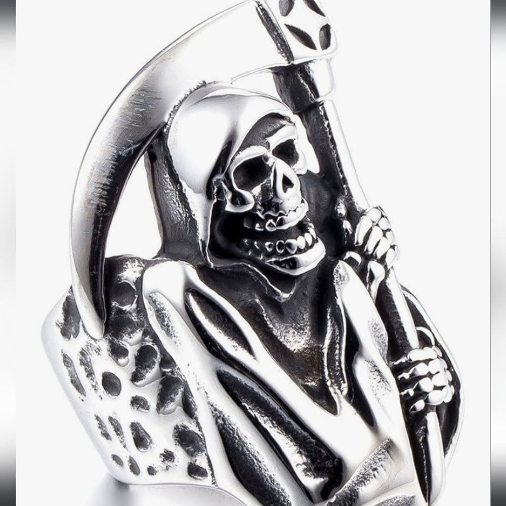 Silver Skull Statement Ring - image 5